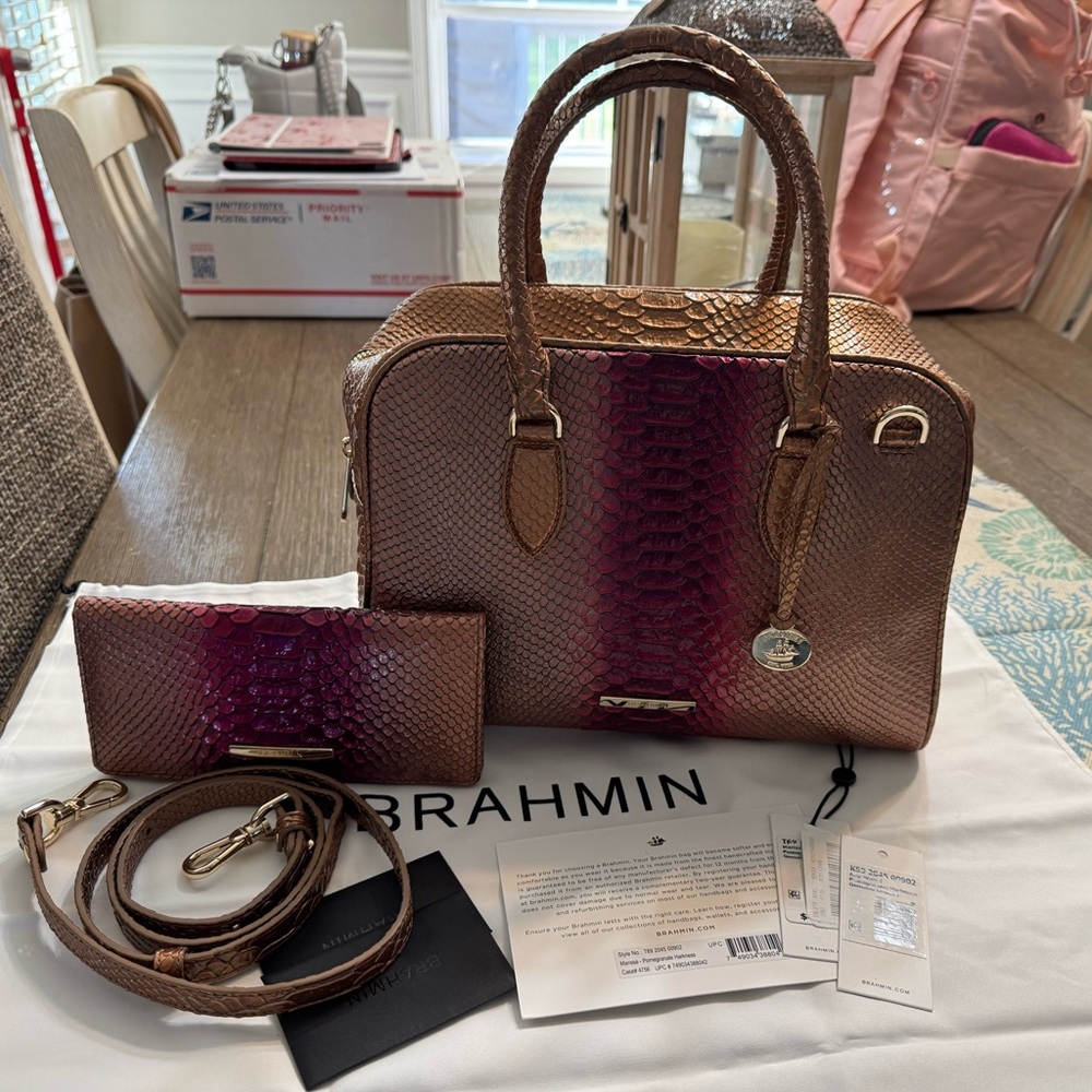 Brahmin Harkness Collection Pomegranate Marissa Pomegranate Bag and Ady Wallet